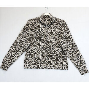Loft Leopard‎ Print Turtleneck Sweater Women S Pull Over Long Sleeve Black Ivory